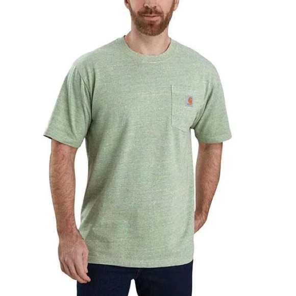 Carhartt Workwear K87 Pocket T Shirt Leaf Green Snow Heather - Picture 10 of 10